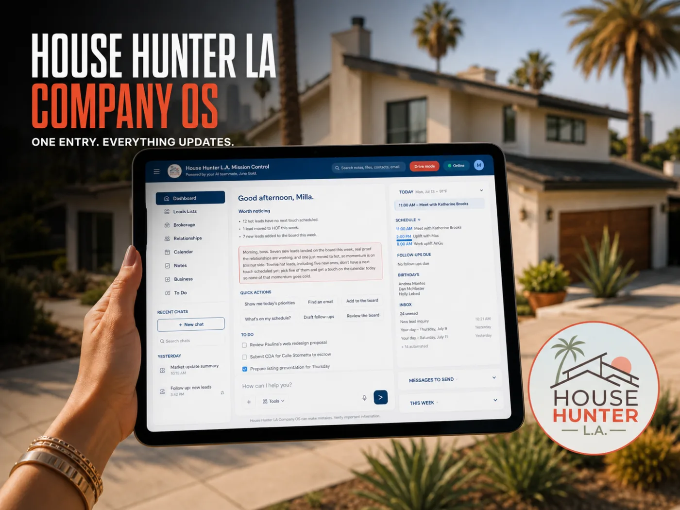 House Hunter LA Mission Control dashboard